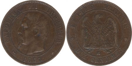 France 10 Centimes  Napoléon III Tête nue - 1853 BB Strasbourg