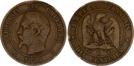 France 10 Centimes  Napoléon III Tête nue - 1854 B Rouen