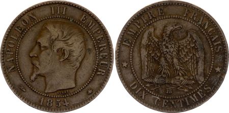 France 10 Centimes  Napoléon III Tête nue - 1854 BB Strasbourg