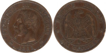 France 10 Centimes  Napoléon III Tête nue - 1855 B Rouen