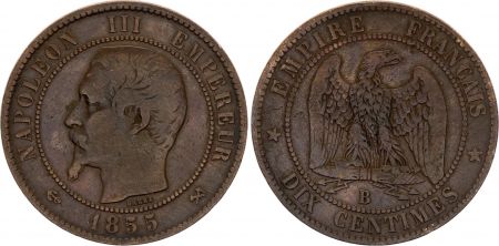 France 10 Centimes  Napoléon III Tête nue - 1855 B Rouen