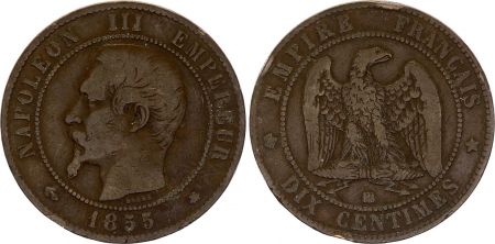 France 10 Centimes  Napoléon III Tête nue - 1855 BB Strasbourg