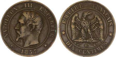 France 10 Centimes  Napoléon III Tête nue - 1857 BB Strasbourg