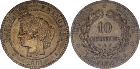 France 10 Centimes Cérès - 1881 A Paris - TTB