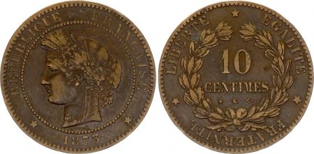 France 10 Centimes Cérès - 3ème république - 1873 K Bordeaux