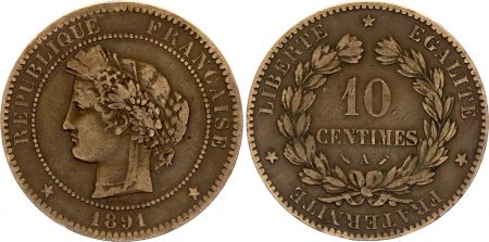 France 10 Centimes Cérès - 3ème république - 1891 A Paris