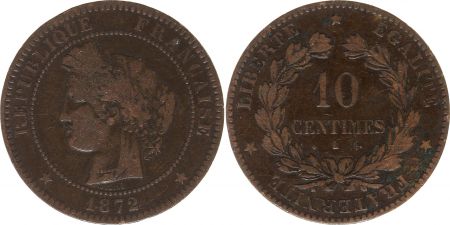 France 10 Centimes Cérès - Troisième République - 1872 K Bordeaux