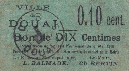 France 10 centimes Douai Commune - 1915