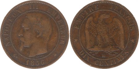 France 10 Centimes Napoléon III Tête nue - 1856 BB Strasbourg