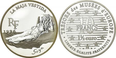 France 10 Francs  - 1,50 euros - La Maja Vestida par Goya - 1996 - Argent - avec certificat