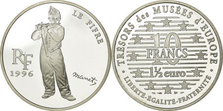 France 10 Francs  - 1,50 euros - Le Fifre de Manet - 1996 - Argent - sans certificat