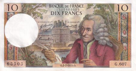 France 10 Francs  - Voltaire - 02-07-1970 - Série G.607 - SUP - F.62.45