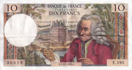 France 10 Francs  - Voltaire - 05-11-1965 - Série E.195 - TTB+ - F.62.17