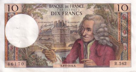 France 10 Francs  - Voltaire - 08-01-1970 - Série R.542 - SUP - F.62.41