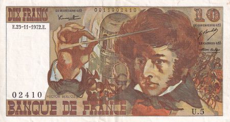 France 10 Francs - Berlioz - 23-11-1972 - Série U.5 - TTB - F.63.01