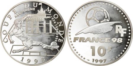 France 10 Francs - Coupe du Monde de Football - 1998  - Allemagne 1997 - Argent - sans certificat ni capsule