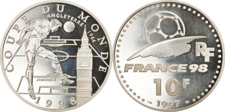 France 10 Francs - Coupe du Monde de Football - 1998  - Angleterre - 1997 - Argent - sans certificat ni capsule