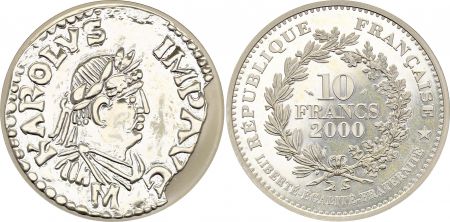 France 10 Francs - Denier de Charlemagne - 2000 - Argent BE