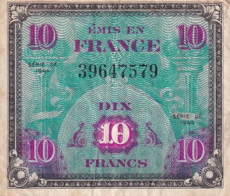 France 10 Francs - Drapeau - 1944 - Sans Série  - TB  - VF.18.01