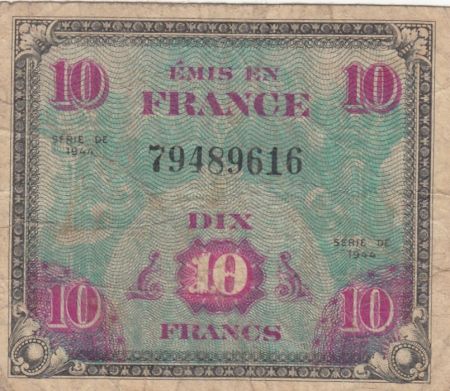 France 10 Francs - Impr. américaine (drapeau) - 1944 - Sans série - TB - VF.18.01