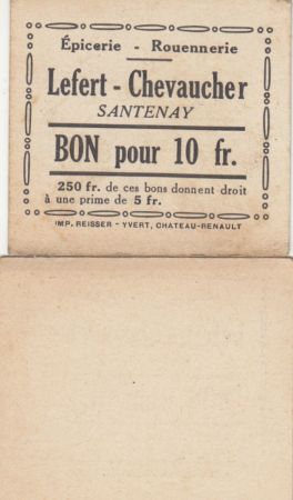 France 10 Francs - Lefert - Chevaucher - 1914-1918 - Santenay
