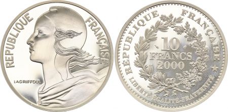 France 10 Francs - Marianne - 2000 - Argent BE