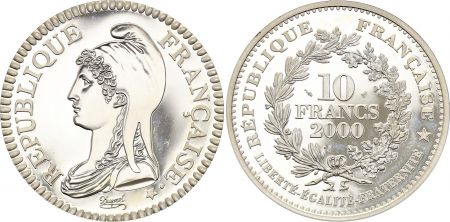 France 10 Francs - Marianne révolutionnaire - 2000 - Argent BE