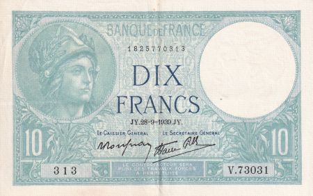 France 10 Francs - Minerve - 28-09-1939 - Série V.73031 - SUP - F.07.09