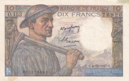 France 10 Francs - Mineur - 04-12-1947 - Série O.153 - F.08.19