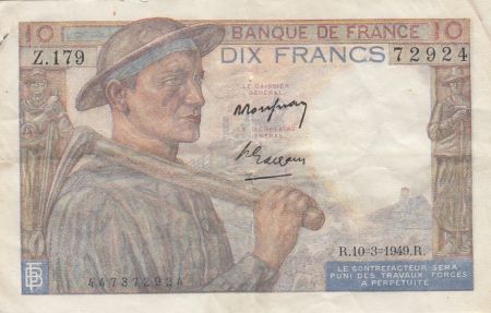 France 10 Francs - Mineur - 10-03-1942 - Série Z.179