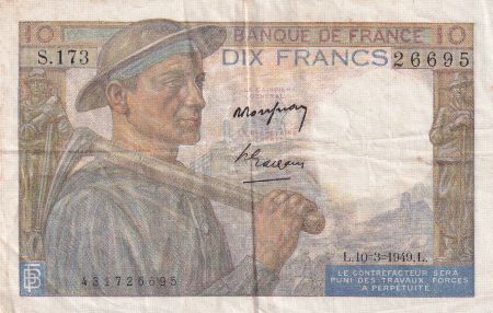France 10 Francs - Mineur - 10-03-1949- Série S.173- F.08.20
