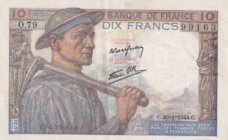France 10 Francs - Mineur - 20-01-1944 - Série O.79 - F.08.11