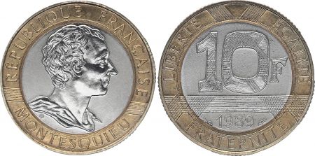 France 10 Francs - Montesquieu - 1989 Frappe Courante - Bimetal