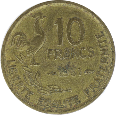 France 10 Francs - Type Georges Guiraud - France 1951 (SUP)