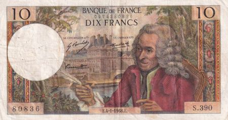 France 10 Francs - Voltaire - 04-01-1968 - Série S.390 - F.62.31