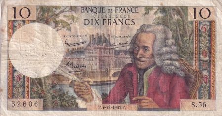 France 10 Francs - Voltaire - 05-12-1963 - Série S.56 - F.62.02