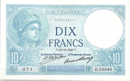France 10 Francs 1926 - Série D.32349 - Minerve - SUP