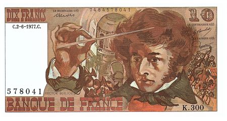 France 10 Francs Berlioz - 02.06.1977 - Série K.300 - Fay.63.23