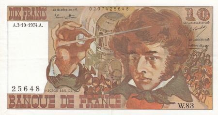 France 10 Francs Berlioz - 03-10-1974 - Série W.83