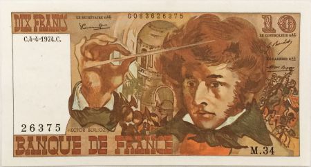 France 10 Francs Berlioz - 04-04-1974 Série M.34 -  PSUP