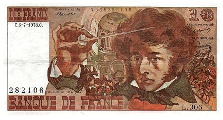 France 10 Francs Berlioz - 06.07.1978 - Série L.306 - Dernière date - Fay.63.25