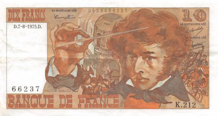 France 10 Francs Berlioz - 07-08-1975 Série K.212 - PTTB