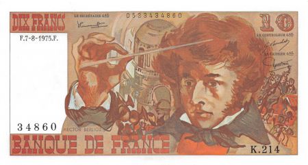 France 10 Francs Berlioz - 07-08-1975 Série K.214 - SUP+