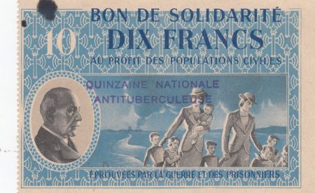 France 10 Francs Bon de Solidarité - 1941-1942 - série 0728039