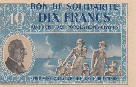 France 10 Francs Bon de Solidarité - Pétain - 1941-1942 - SPL