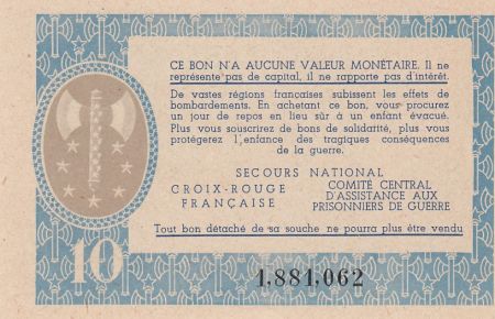 France 10 Francs Bon de Solidarité - Pétain - 1941-1942 - SPL