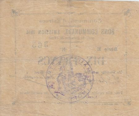 France 10 Francs Estrée Commune - 1914