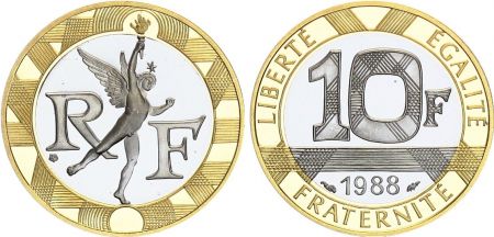 France 10 Francs Génie - 1988 Epreuve OR 12g Frappe BE