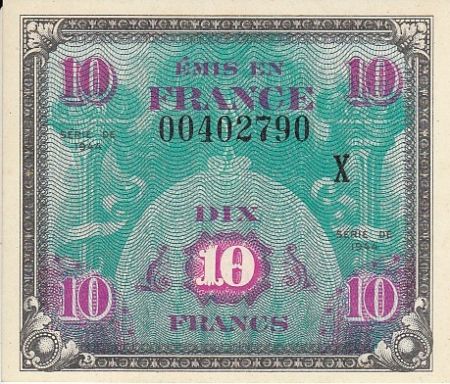 France 10 Francs Impr. américaine (drapeau) - 1944 Série X 00402790