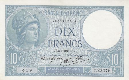 France 10 Francs Minerve - 02-01-1941 - Série Y.83079